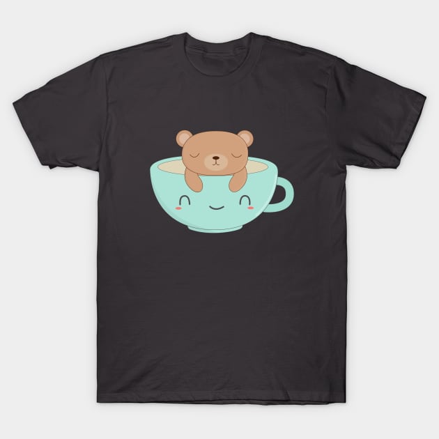 Kawaii Coffee Bear T-Shirt T-Shirt by happinessinatee